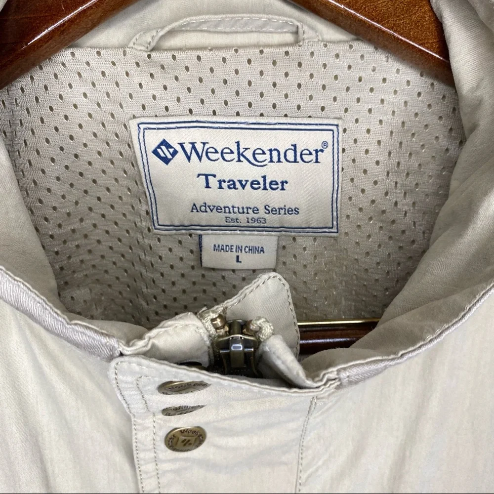 Weekender Traveler Men's Travel Convertible Jacket Correspondent Light Tan Large - Picture 6 of 16